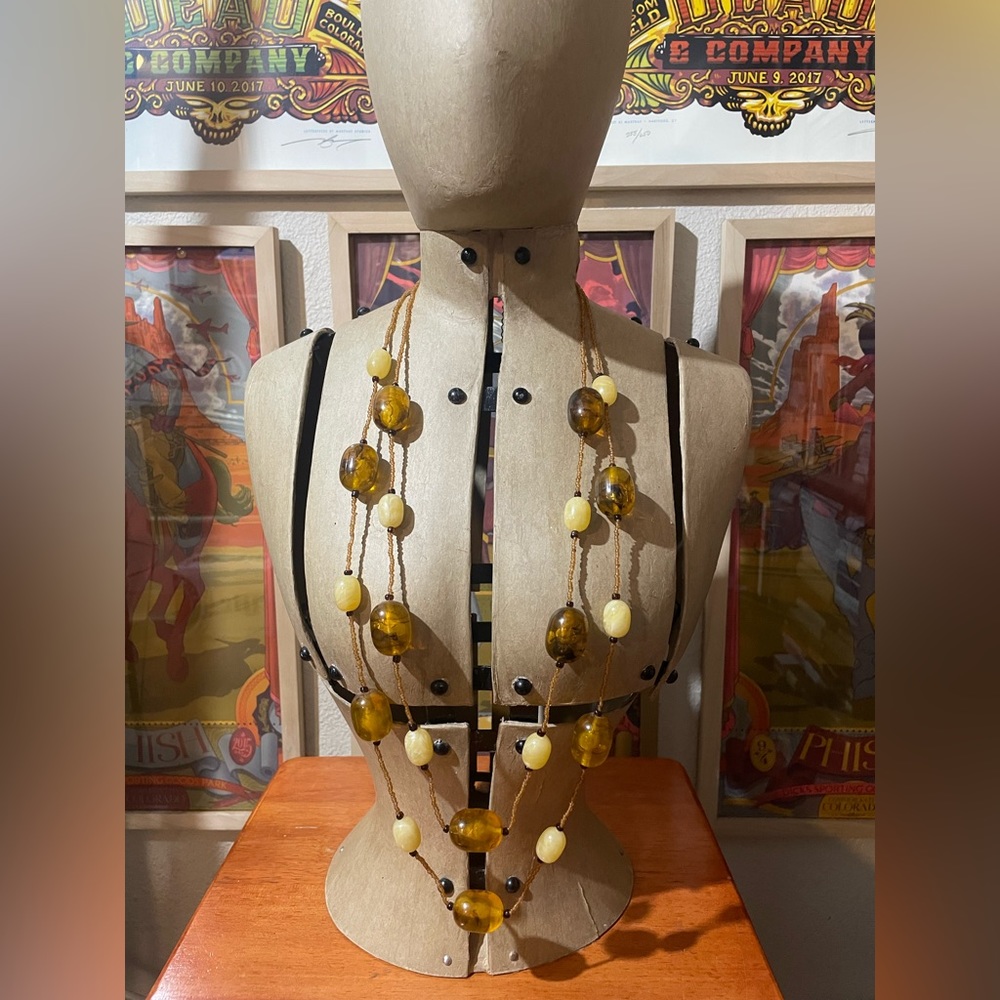 Faux-Amber beaded layered necklace